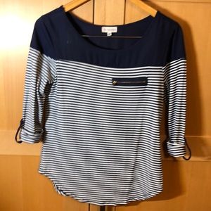 Guess Knit and Chiffon Top - Medium